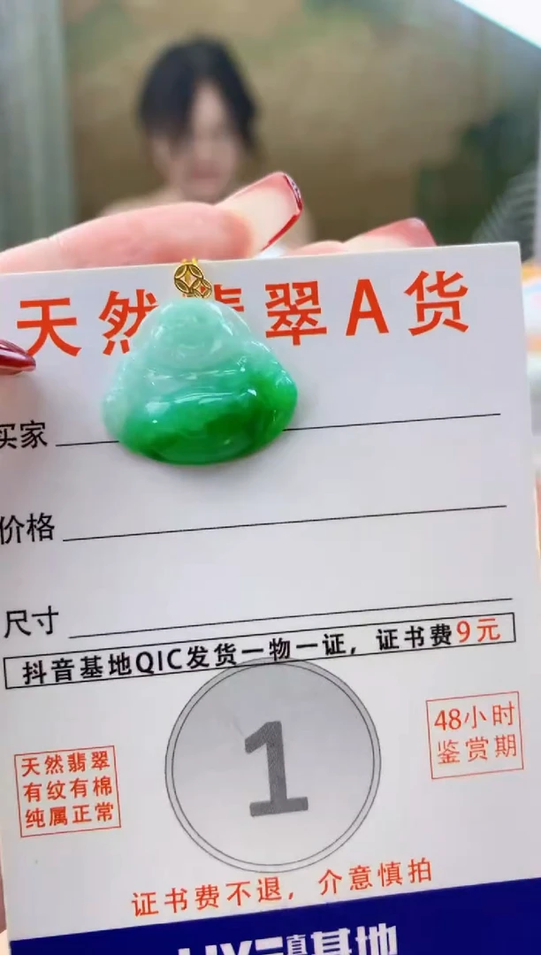 颈饰18K金镶嵌翡翠天然A货翡翠挂件