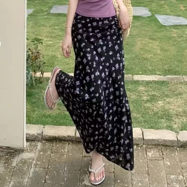 【松紧腰+拉链】碎花鱼尾半身裙女装夏季新款时尚气质a子裙【长约90】