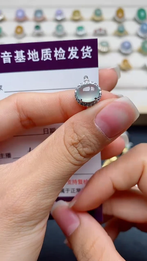 翡翠戒指银S925镶嵌.