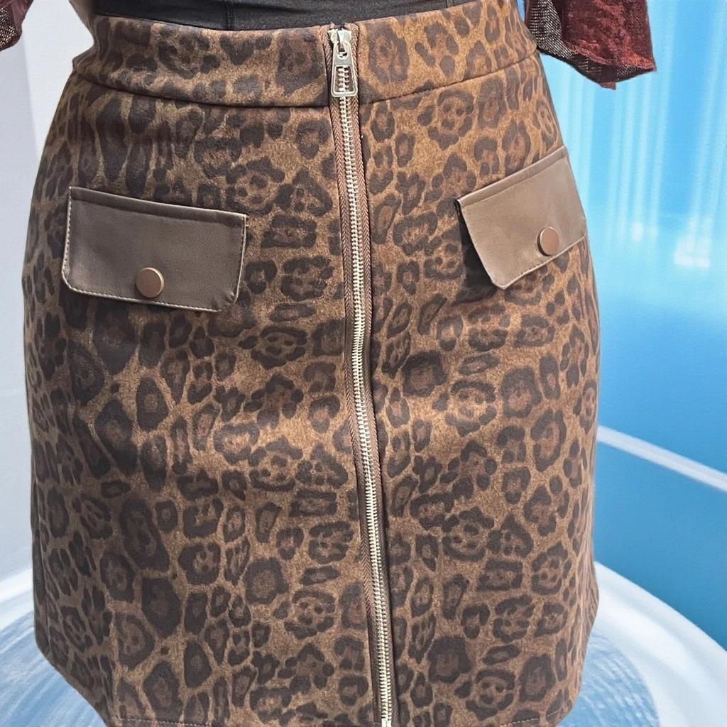 【爆款半身裙】秋冬款外搭豹纹短裙女