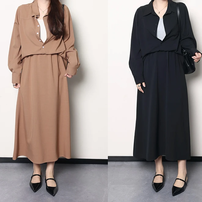 QC李潇洒【提神美式】微胖大码女早秋气质显瘦衬衫连衣裙 ZY408Q03