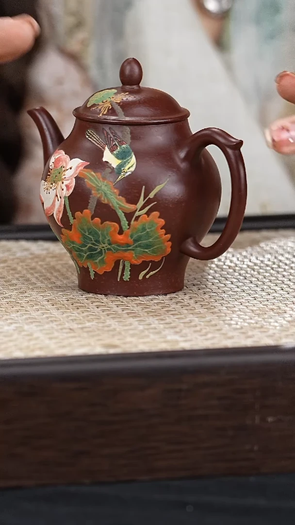 茶壶紫砂QMJ宫灯 紫袍金砂