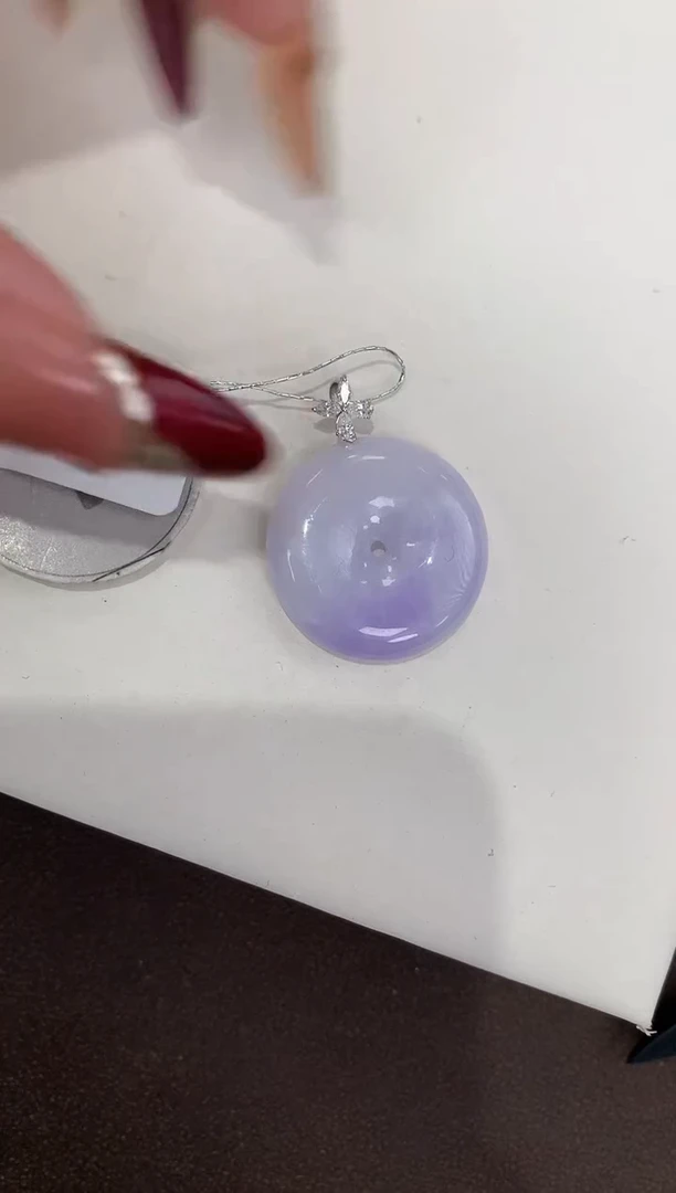 颈饰18K金镶嵌翡翠天然缅甸a货翡翠