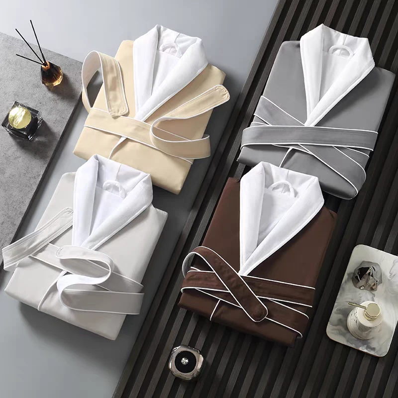 希尔顿同款华达呢男女通用加厚双层吸水速干秋冬情侣款浴袍