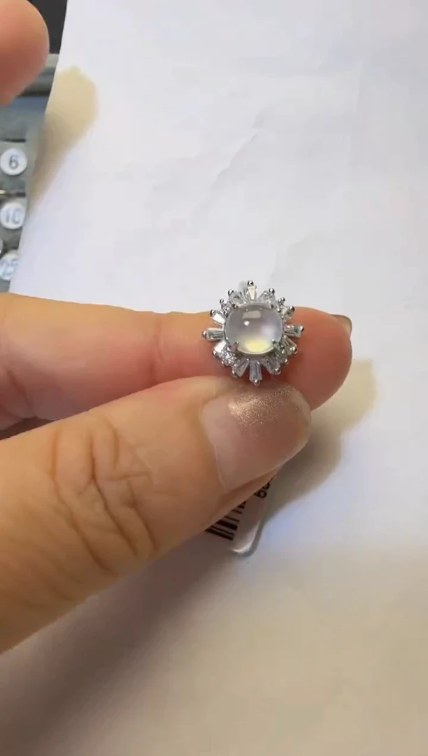 银S925镶嵌戒指翡翠925银镶缅甸A货翡翠戒指