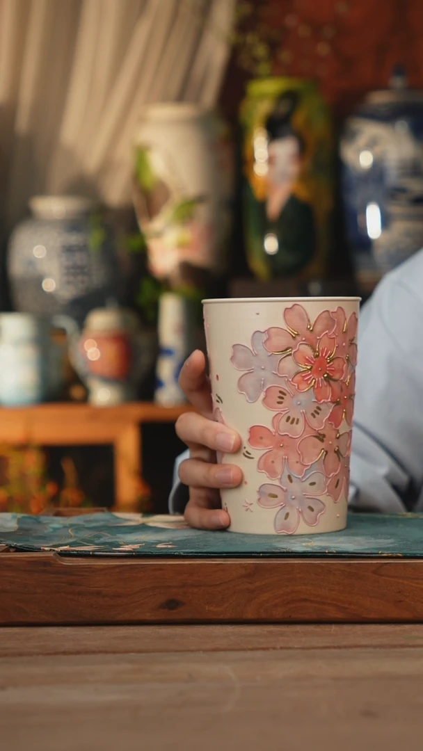 摆件景德镇釉下手绘陶瓷茶具，咖啡杯