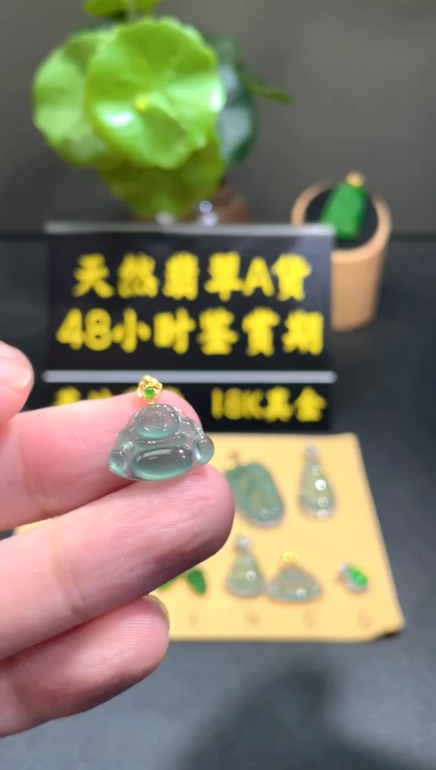 颈饰18K金镶嵌翡翠翡翠A货