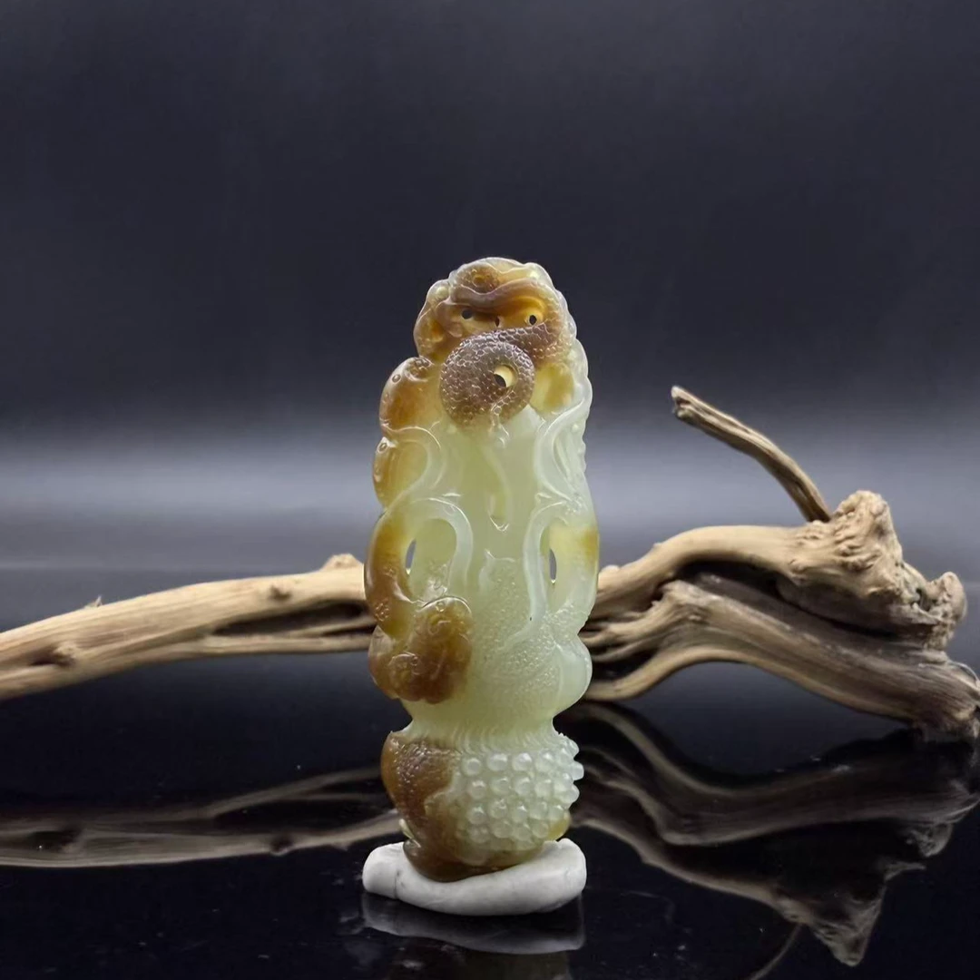 和田玉珊瑚吊坠0698