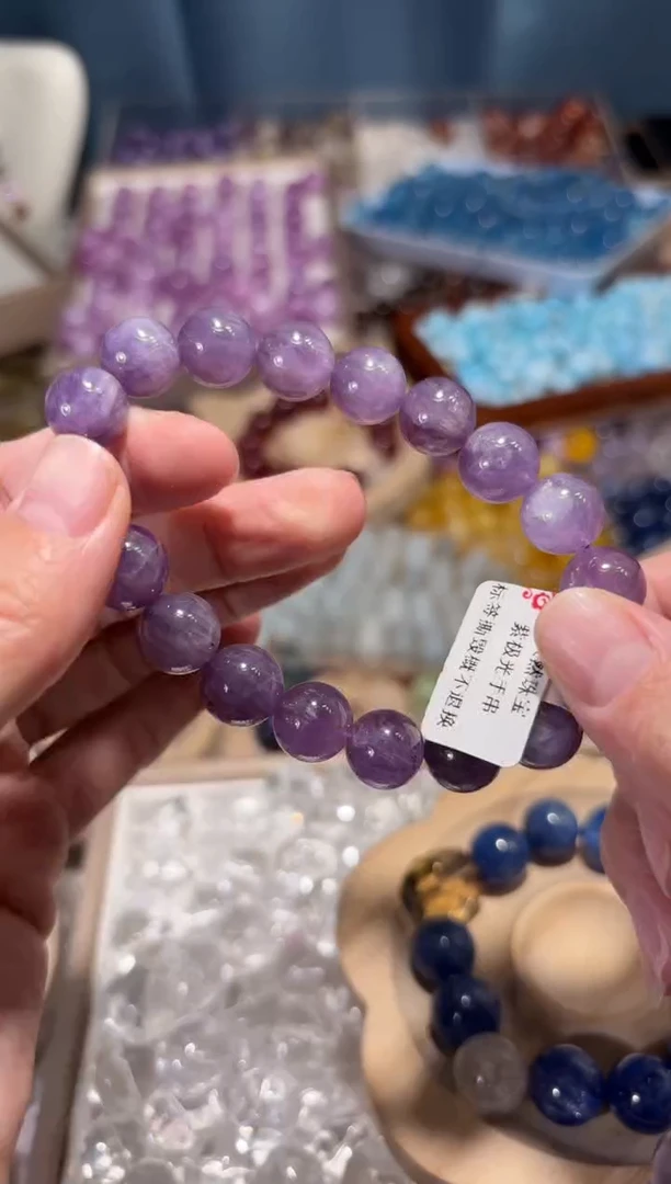 未镶嵌手串水晶紫极光手串宽卡10单颗