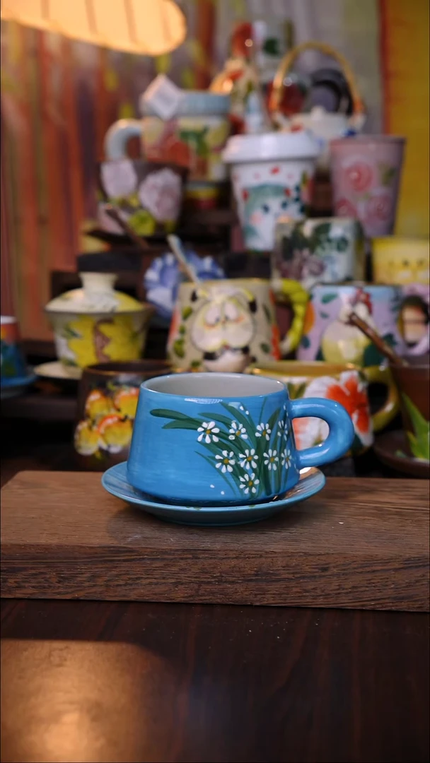 杯子陶泥垚手作 景德镇手工手绘陶瓷器物