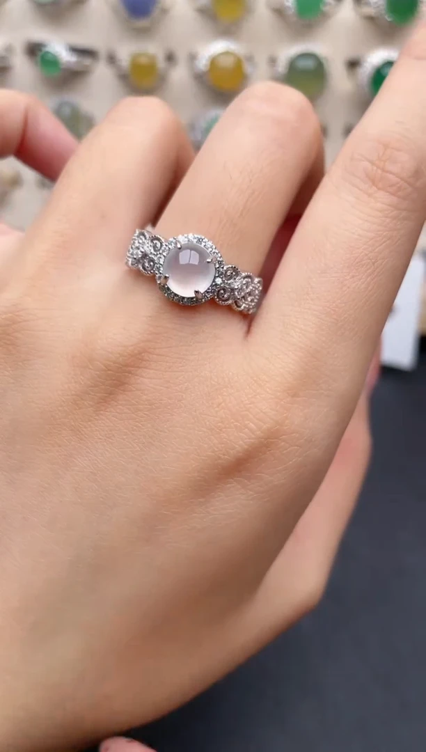 【闪购商品】翡翠戒指银S925镶嵌一物一证一礼盒