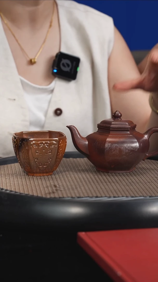 茶壶紫砂【F019】六方笑樱+杯子宜兴紫砂SJJ
