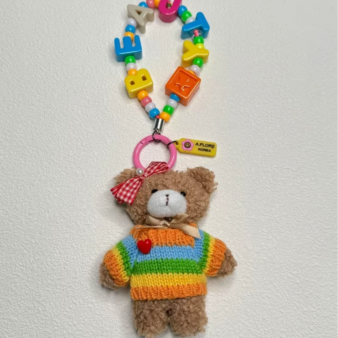 A.FLORE韩国原创手工可爱包包挂件挂饰串珠爱心彩虹毛衣小熊XP310