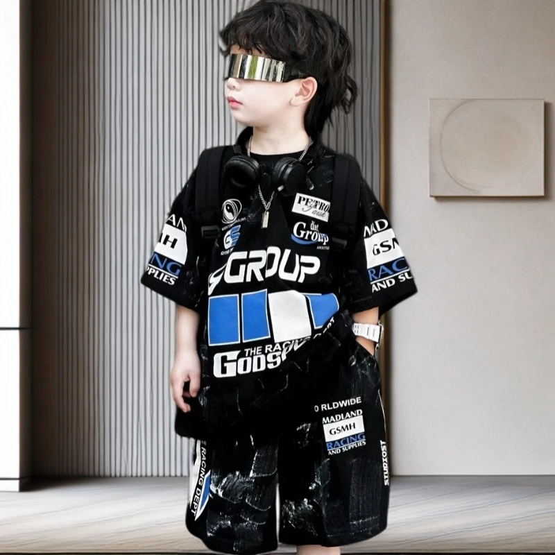 儿童网球运动套装男童夏季短裤套装6-12岁潮款胖男孩夏季套装