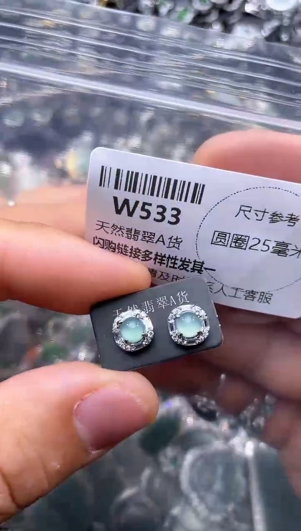【闪购商品】翡翠颈饰未镶嵌W533耳钉