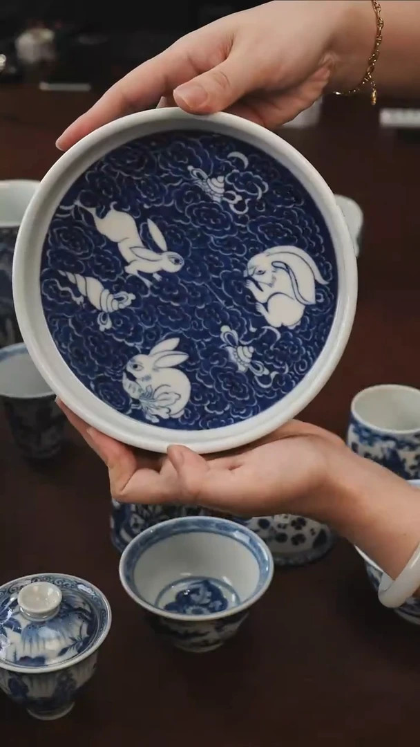 景德镇瓷器，青花瓷手绘茶具~