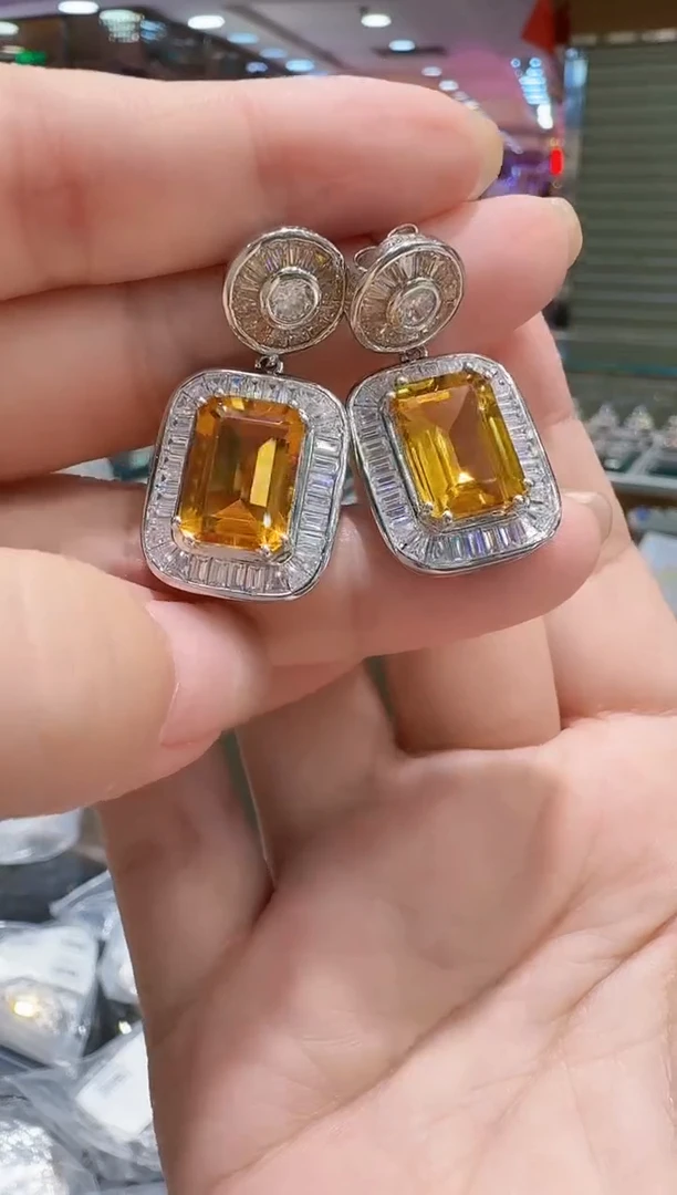 银S925镶嵌耳饰黄晶063吊坠