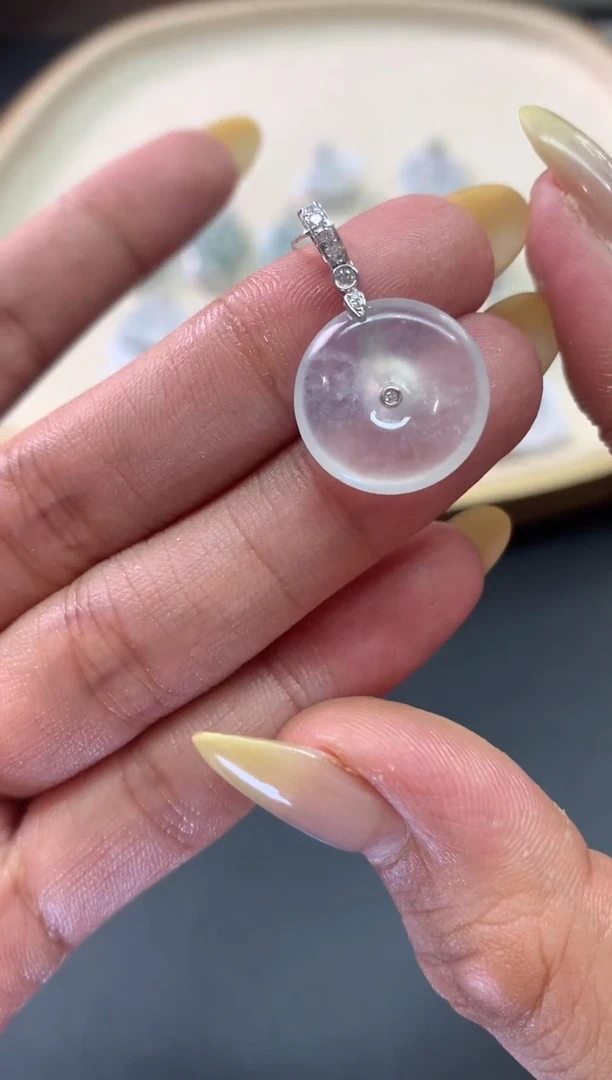 翡翠18K金镶嵌吊坠(不含链)A478|3980