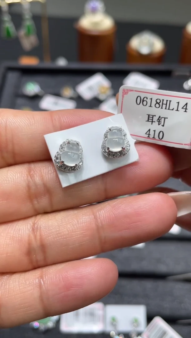 翡翠银S925镶嵌耳饰t**g/0618HL14