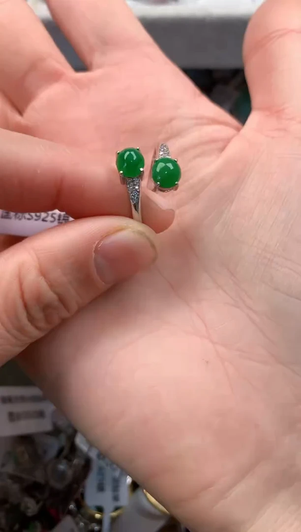 银S925镶嵌戒指翡翠4                     1