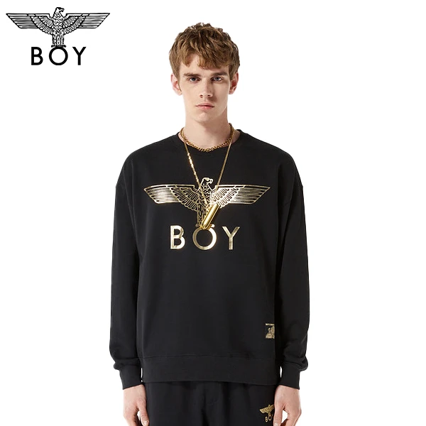【经典款】BOYLONDON潮牌卫衣春夏季新款圆领街头烫金套头衫 N03909