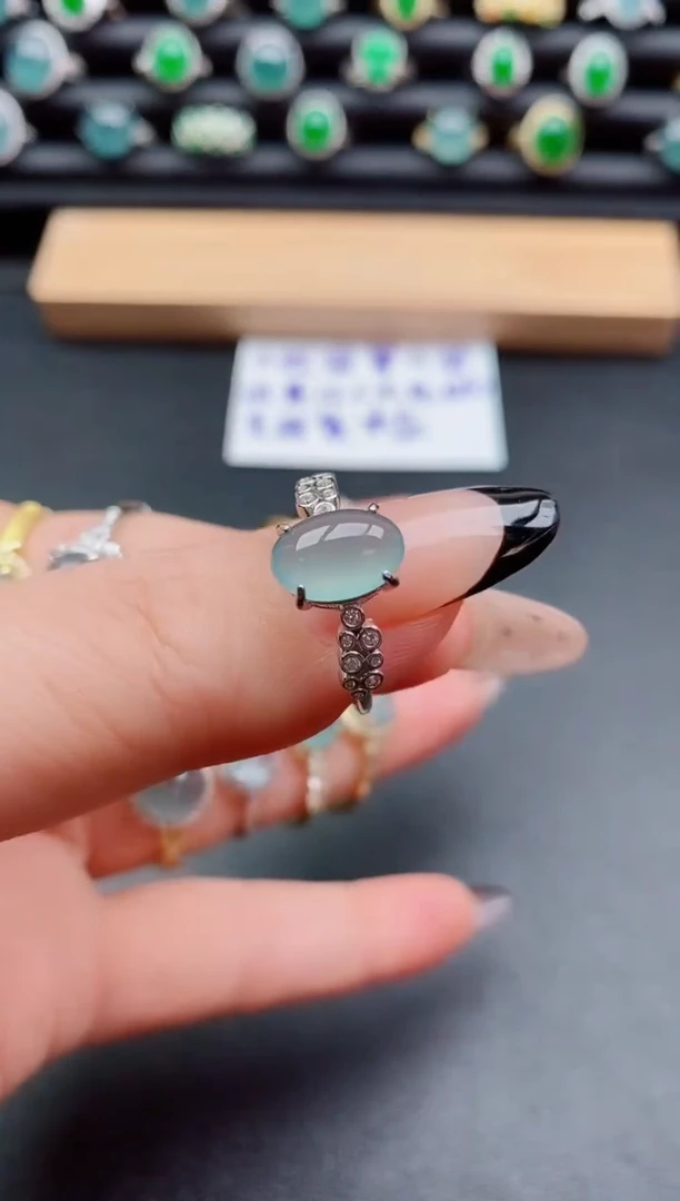 银S925镶嵌戒指翡翠1