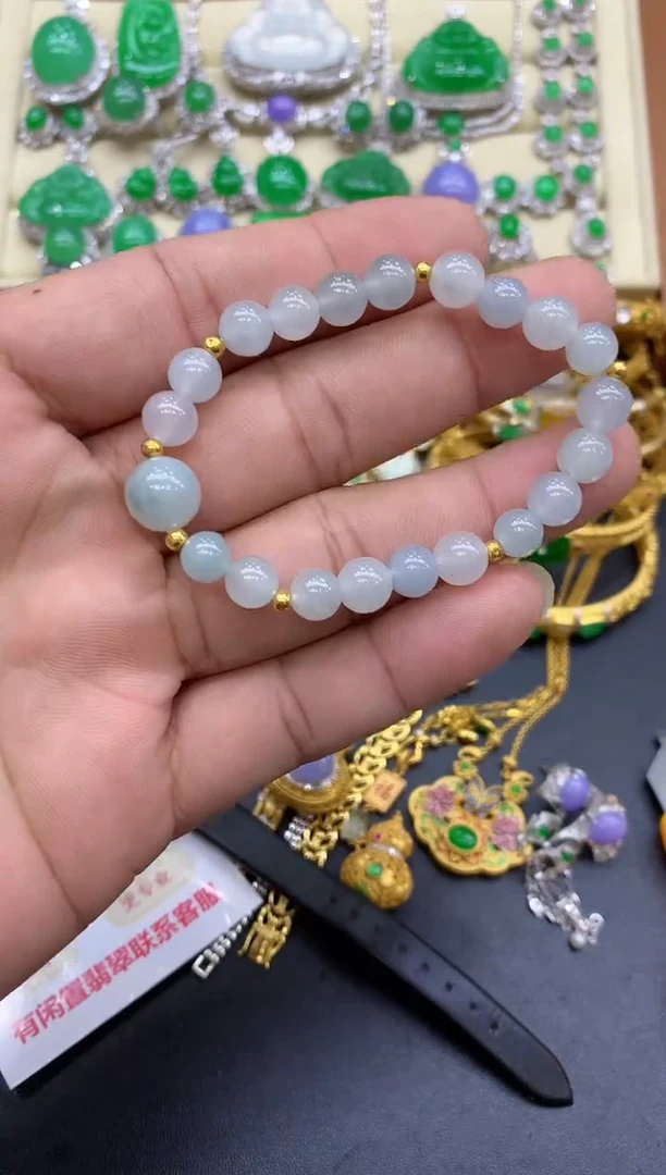 足金镶嵌手链翡翠351-中国好珍宝
