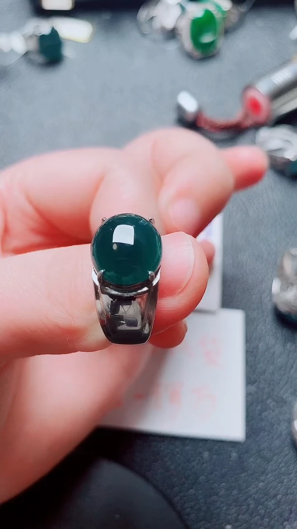 银S925镶嵌戒指翡翠1