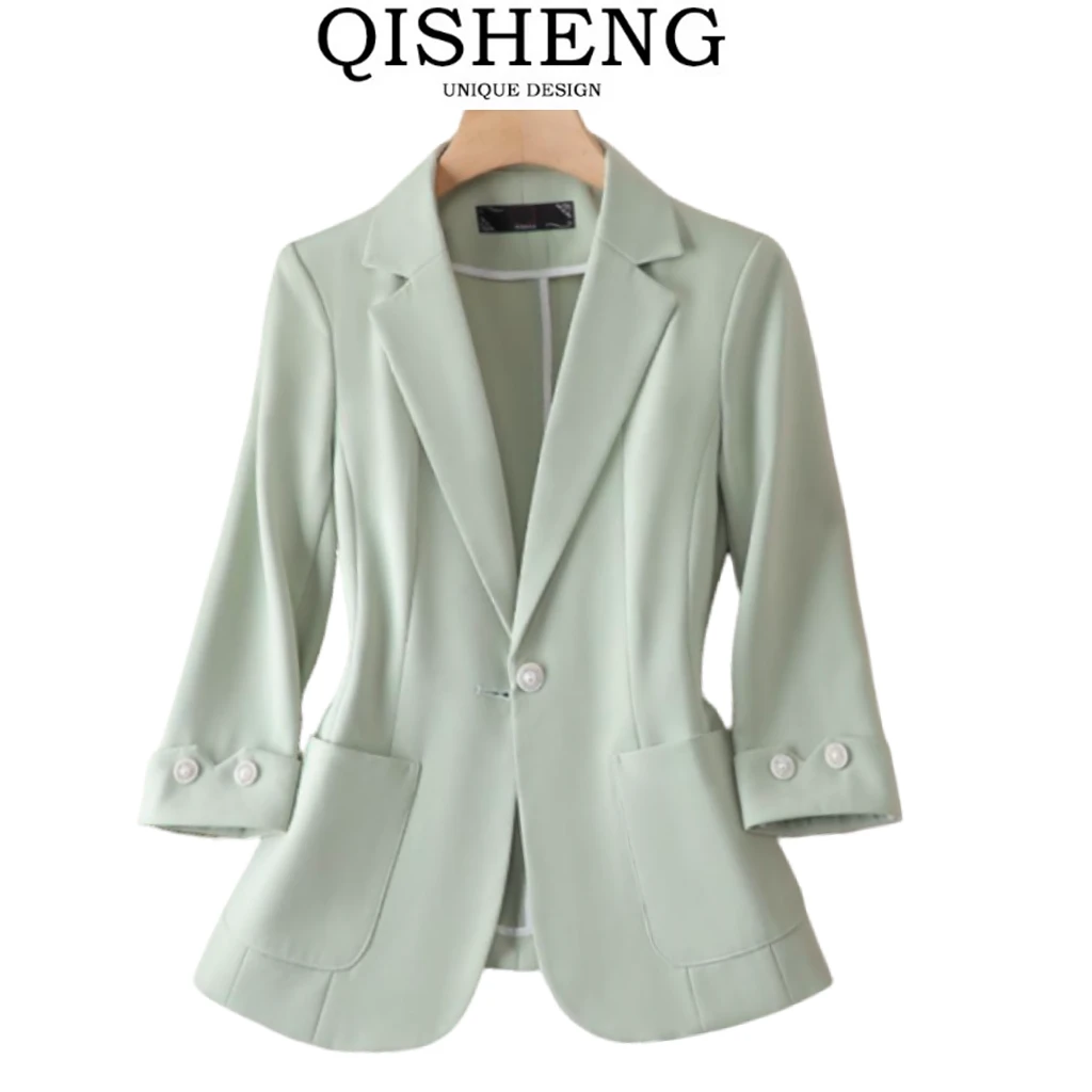 2025短款宽松七分袖西装外套薄款气质休闲扣子款式随机上衣103款