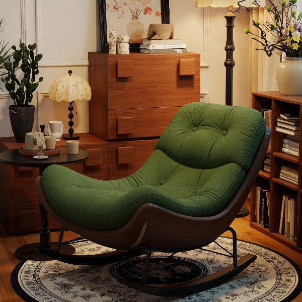 复古摇椅大人躺椅阳台家用休闲客厅懒人摇摇椅设计师单人沙发椅子
