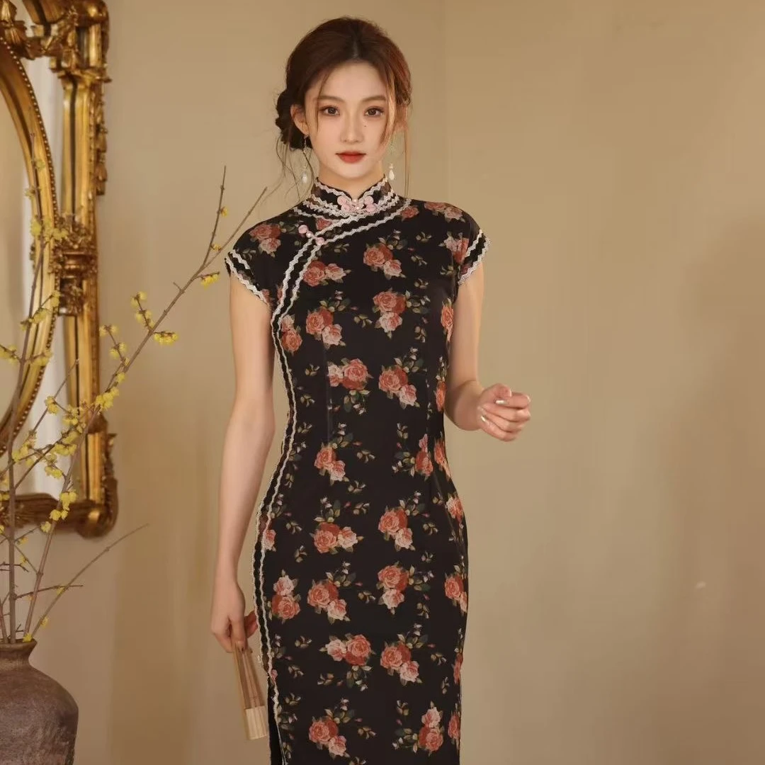 【一语雨】2025夏季半开襟改良旗袍衣长120