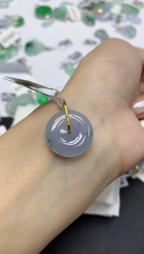 颈饰18K金镶嵌翡翠天然缅甸翡翠A货百元以上9元证书费自理