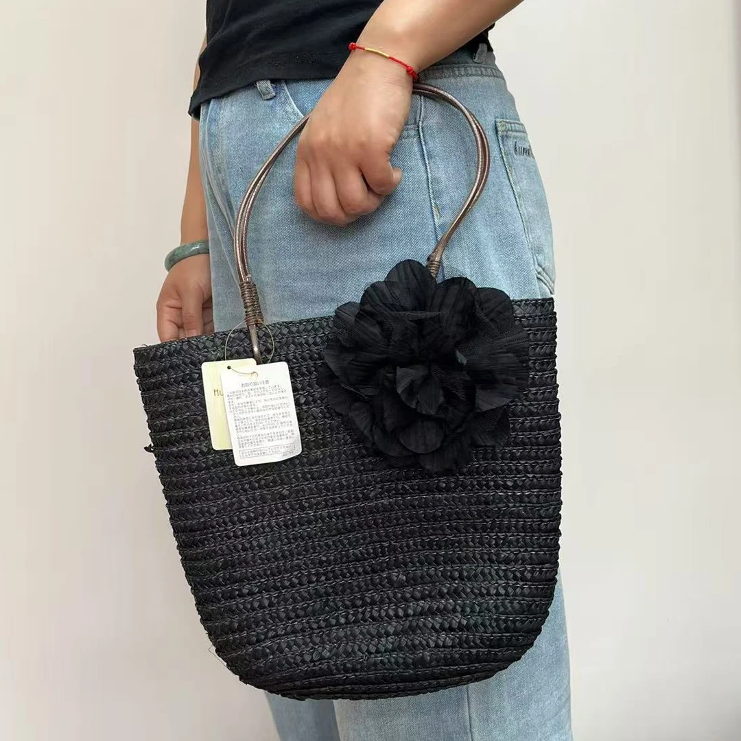 4623微瑕款 长32高45cm 家用麦秆编织收纳袋储物袋编织包简约挎包