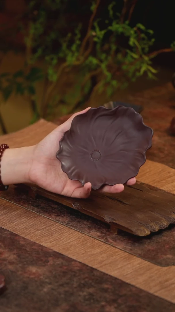 茶壶紫砂荷叶壶承