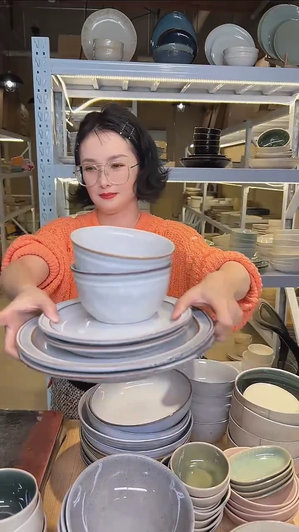 瓷86外贸尾货高温釉下彩陶瓷餐具默认微瑕