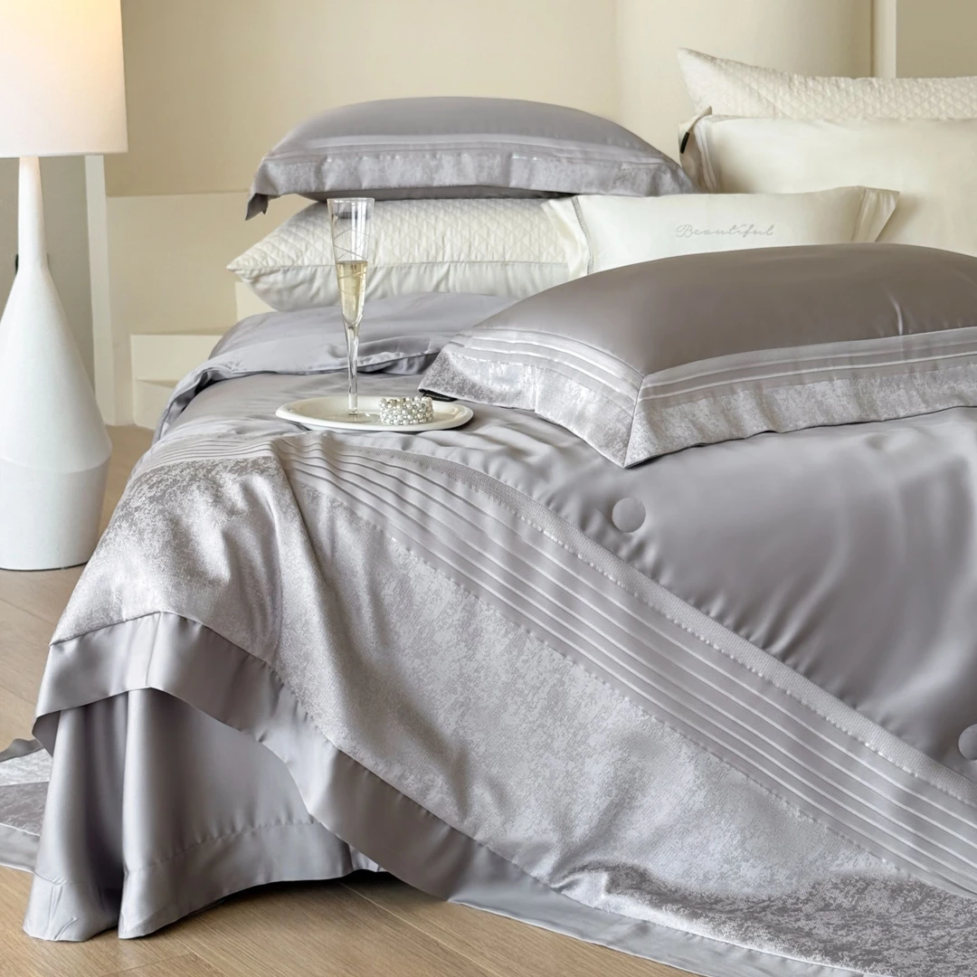 洛斯汀  夏季必备凉感蚕丝夏被四件套可机洗轻奢提花床上用品