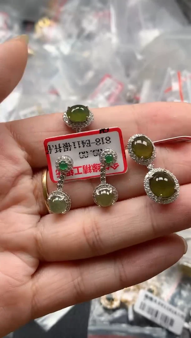 银S925镶嵌戒指翡翠天然A货缅甸翡翠