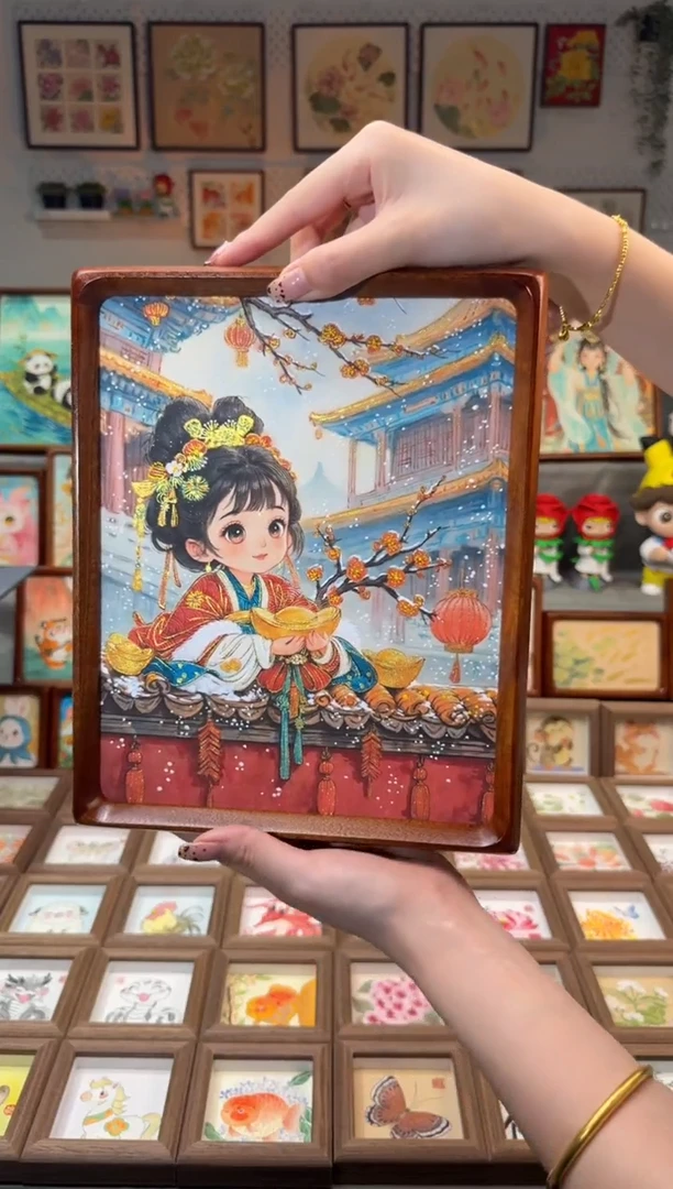 国画元宝女孩 手绘国画10