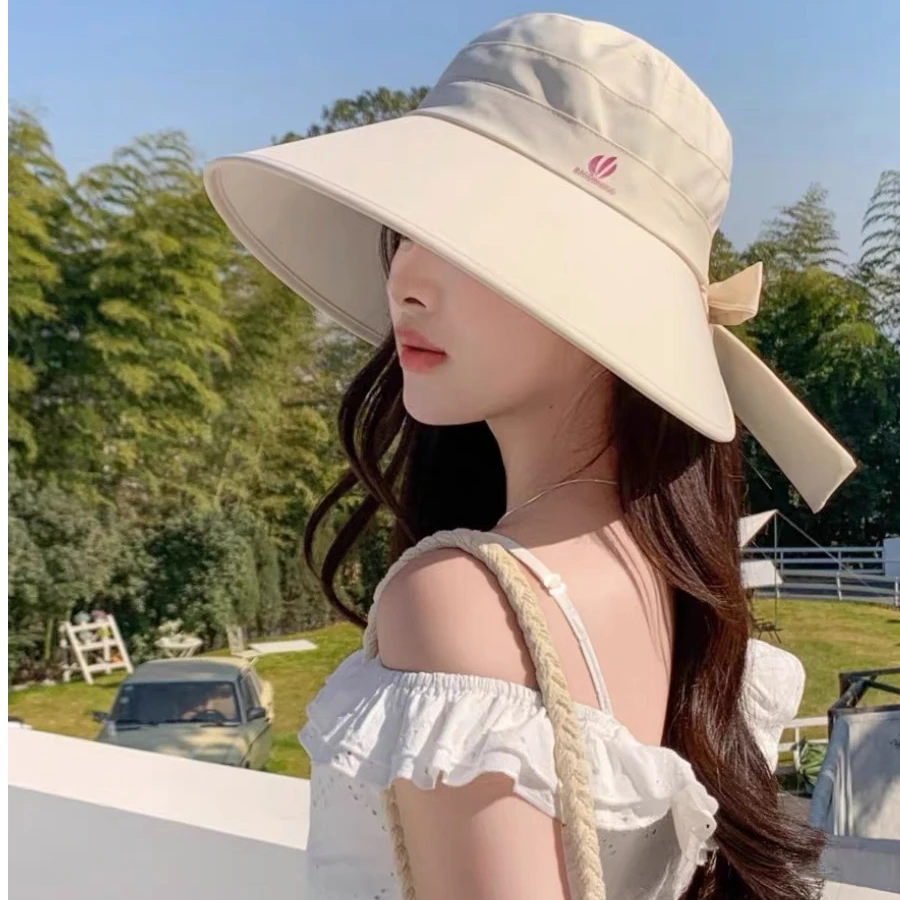 遮阳帽子女防晒防紫外线显脸小渔夫帽2025新款户外环绕大檐太阳帽
