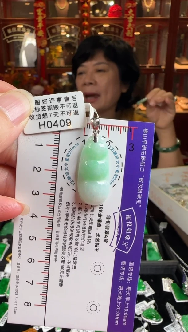 颈饰18K金镶嵌翡翠H0409富贵豆