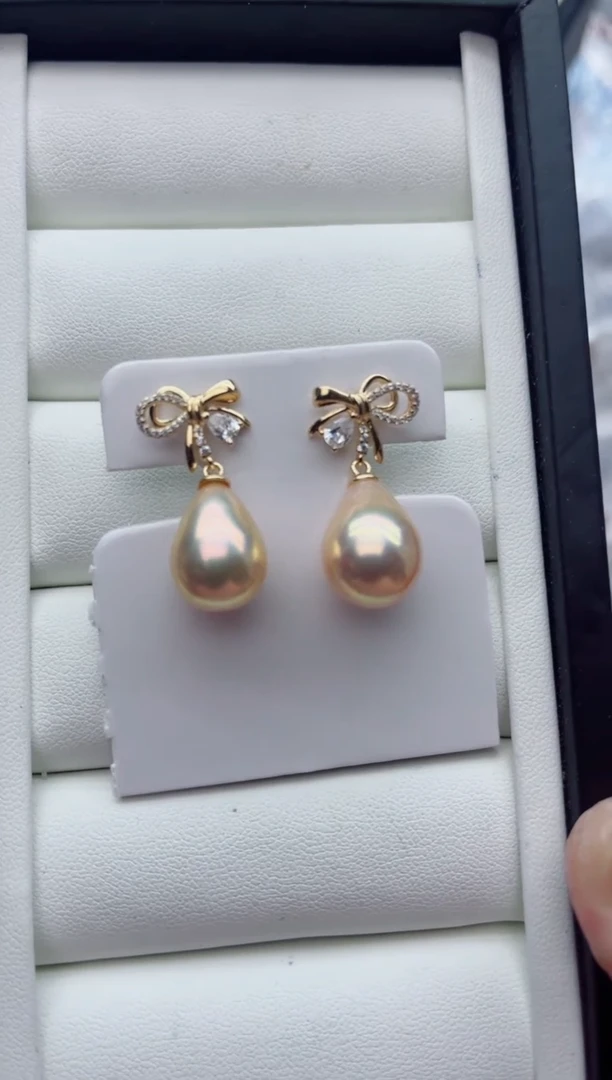 银S925镶嵌耳饰淡水珍珠多样性发其一，非无暇