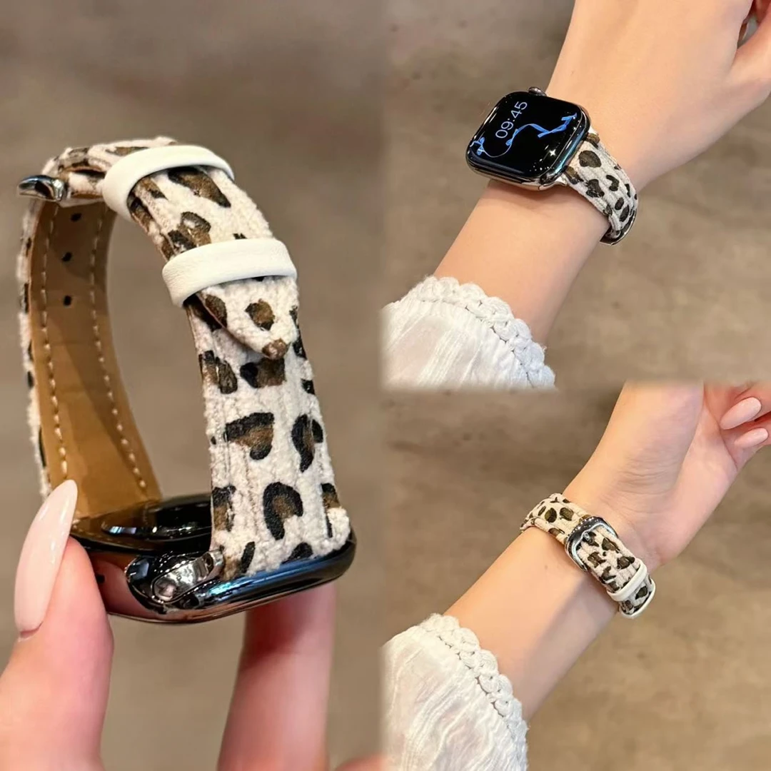 秋冬感灯芯绒花纹苹果手表表带适用于Apple Watch11S89iwatch10SE