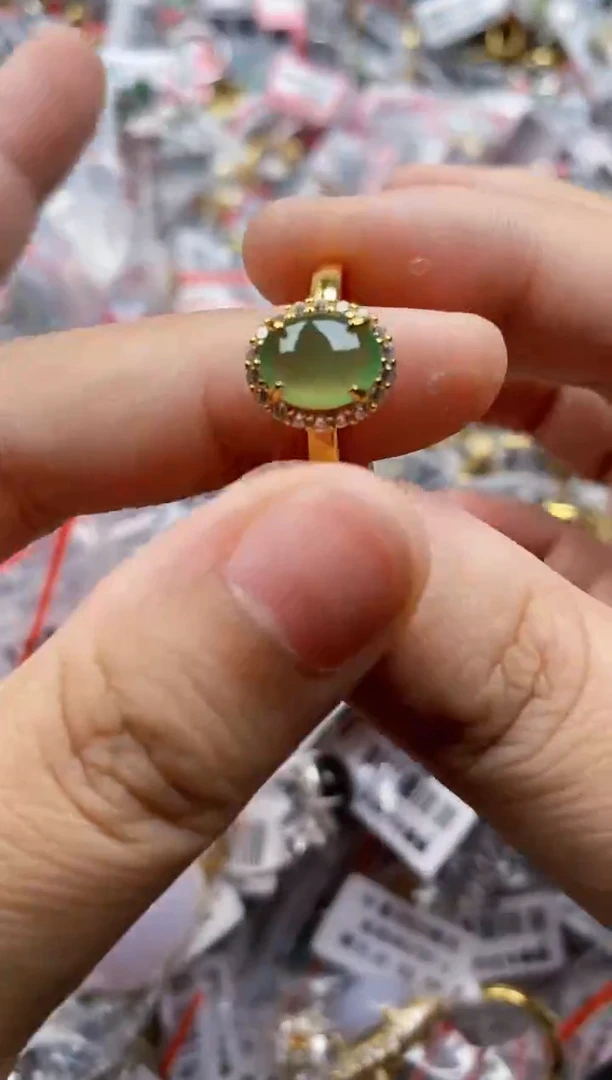 翡翠戒指银S925镶嵌1111---6