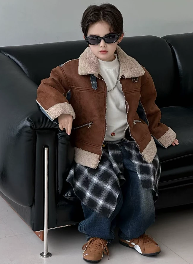 若大王时尚百搭童装休闲毛领外套 W1122