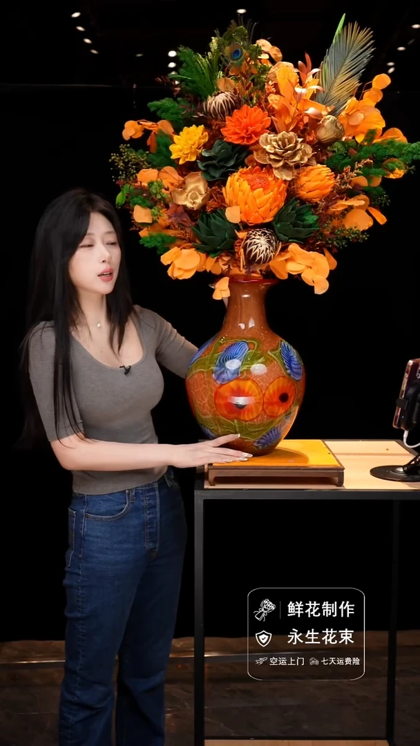 手工艺品琉璃手工花器花束空运包邮送货上门-以图片为准