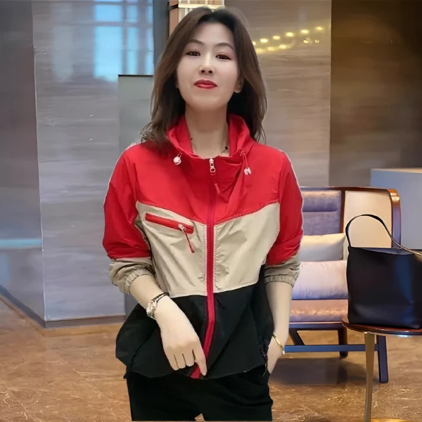 胖mm欧货时尚薄款遮阳外套女2025夏季新款长袖拉链透气连帽防晒衣