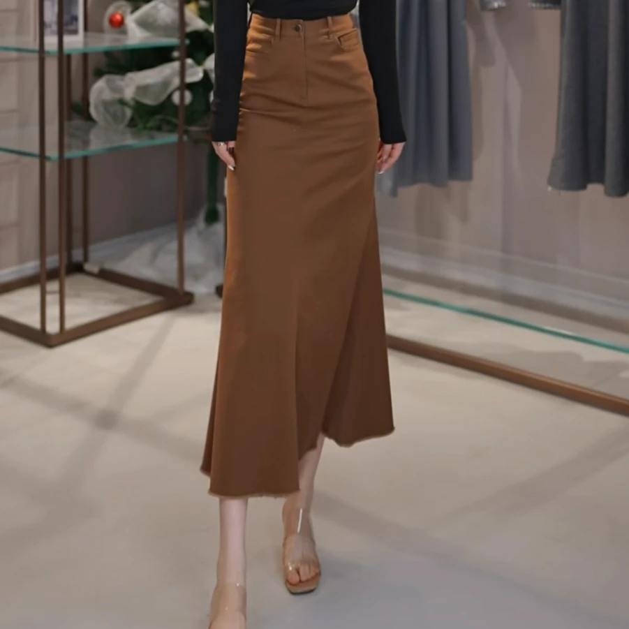 AMASS/阿玛施新款百搭显瘦休闲牛仔棉质鱼尾女装半身裙5200420