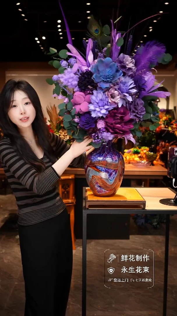 手工艺品琉璃手工花器花束空运包邮送货上门-以图片为准