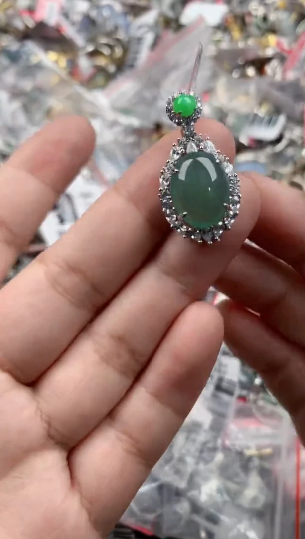 银S925镶嵌戒指翡翠6666  5