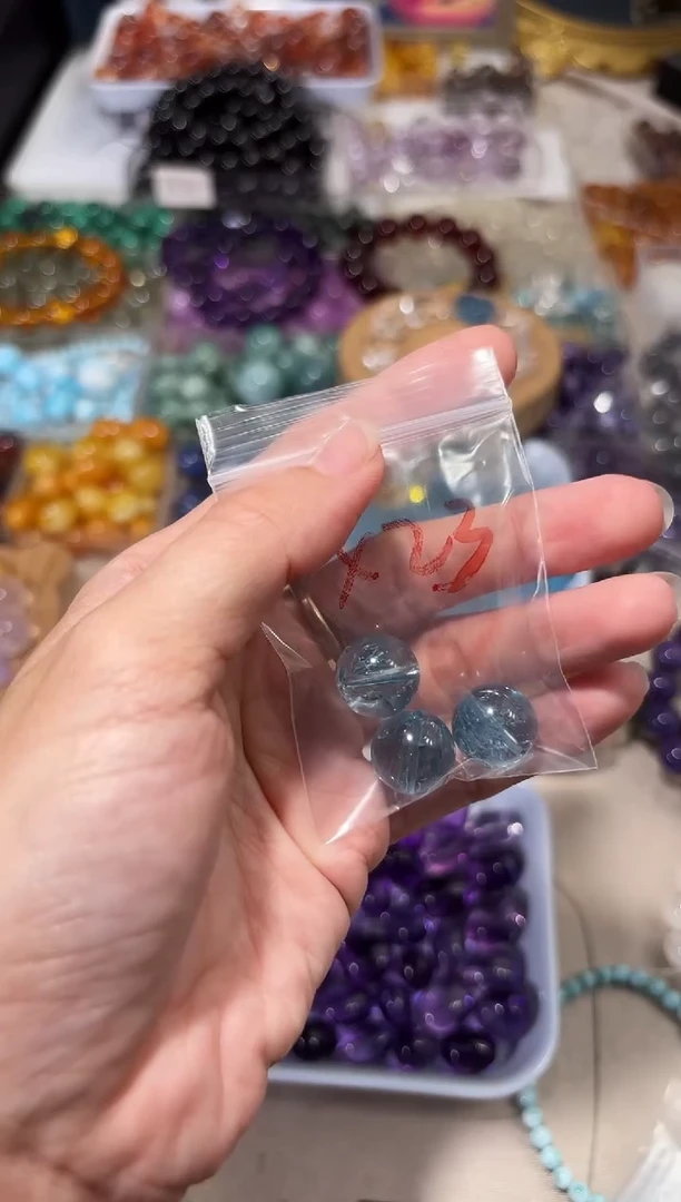 水晶手串未镶嵌L05托帕圆珠宽卡14单颗